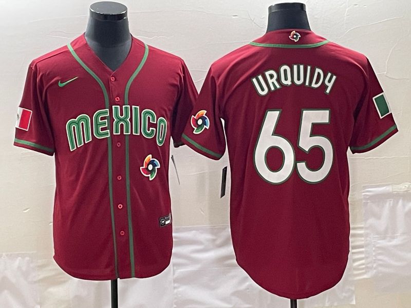 Men 2023 World Cub Mexico #65 Urquidu Red Nike MLB Jersey11